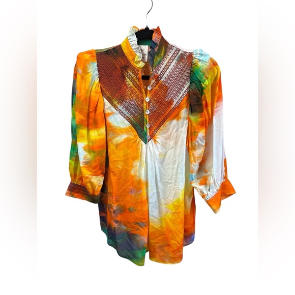 Hope for Flowers by Tracy Reese Abstract Button Front Blouse Top XS - Picture 5 of 7
